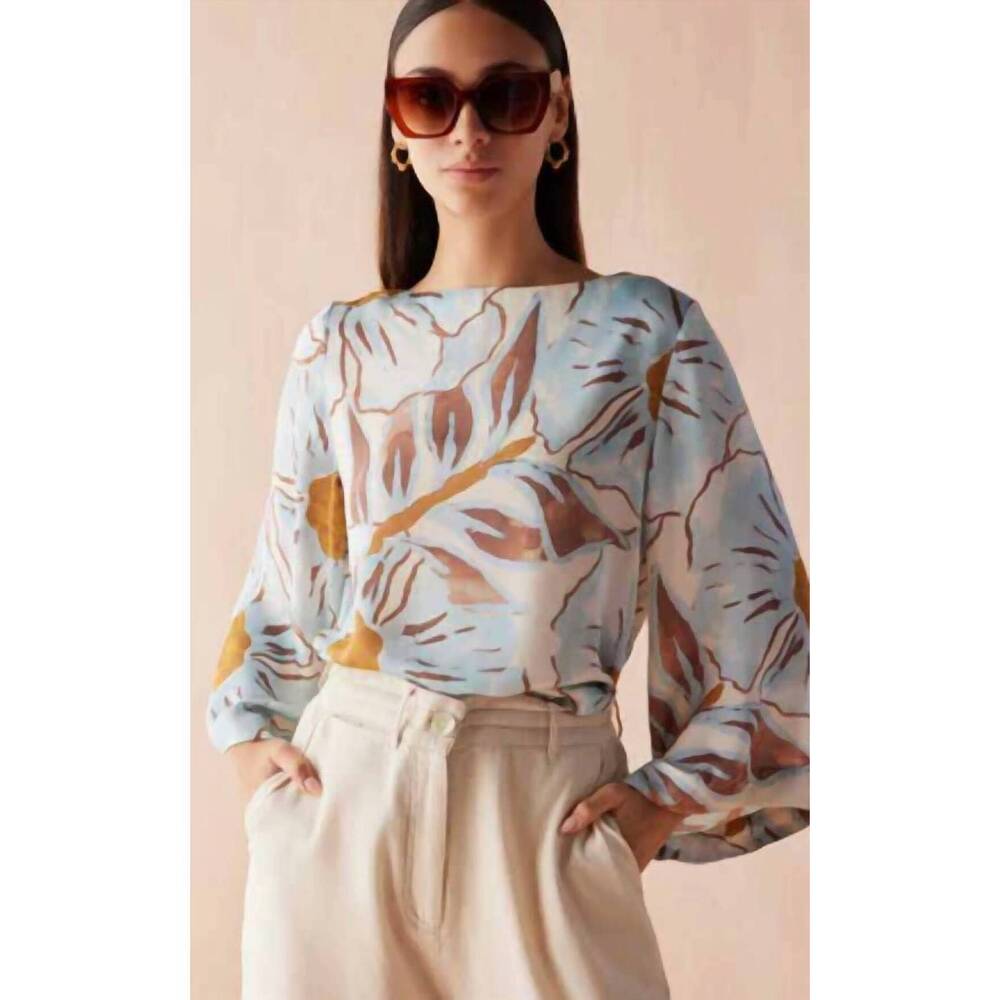NEW OMIKA peyton bell sleeve blouse in riley fiji